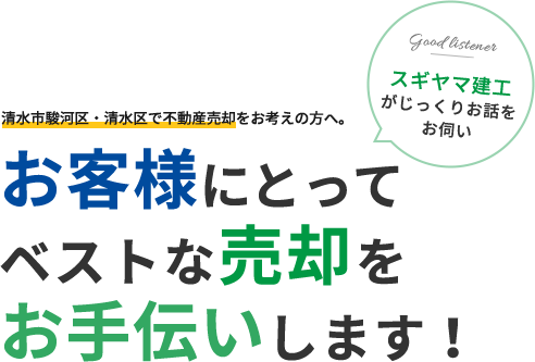 お客様にとってベストな売却をお手伝いします！